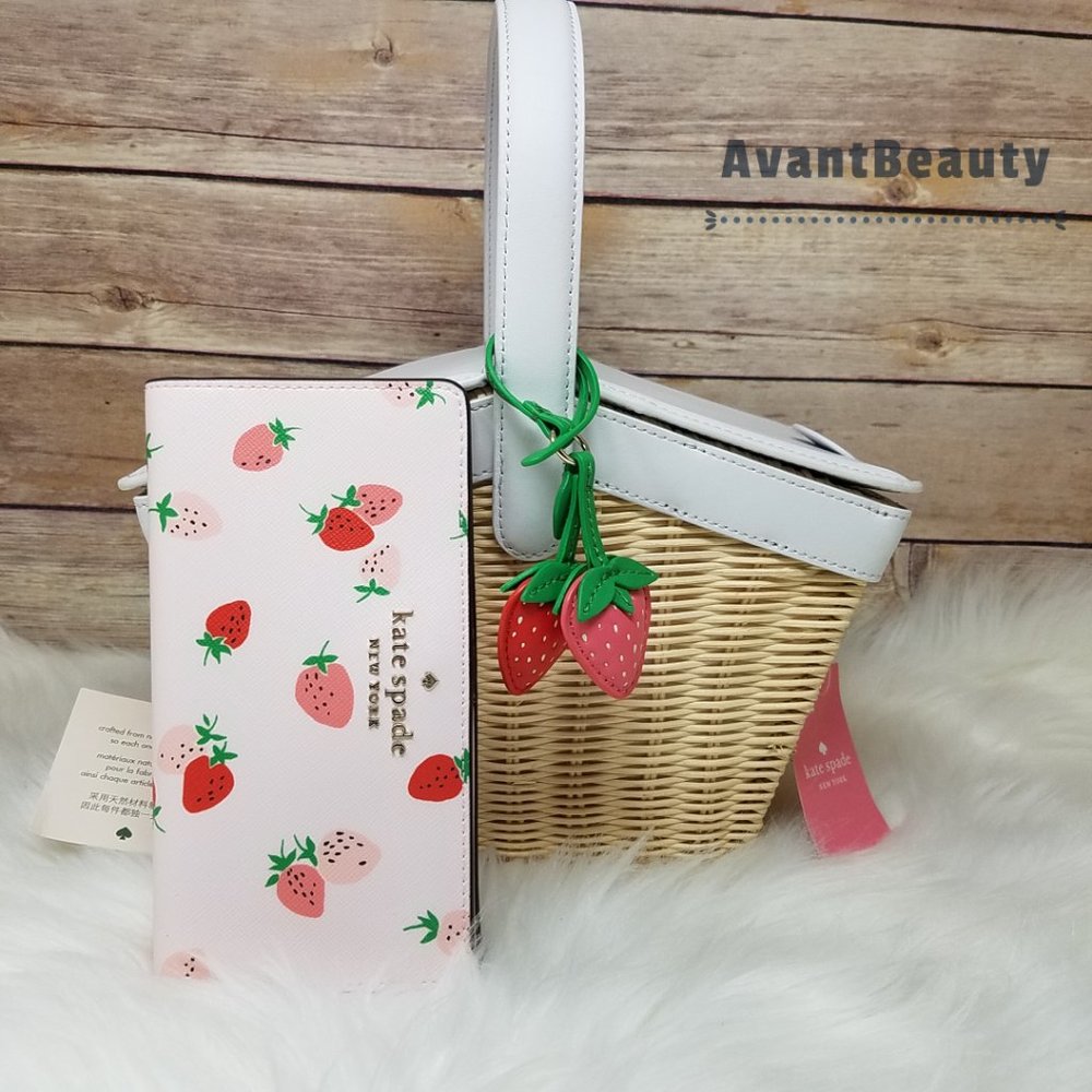 Kate Spade Wicker Basket Strawberry Bifold Wallet - Picture 3 of 16